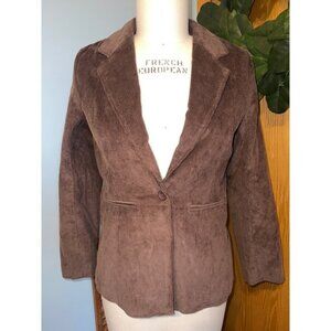 Corduroy Blazer Jacket Brown Single Button Career Office Style NWT QVC Small